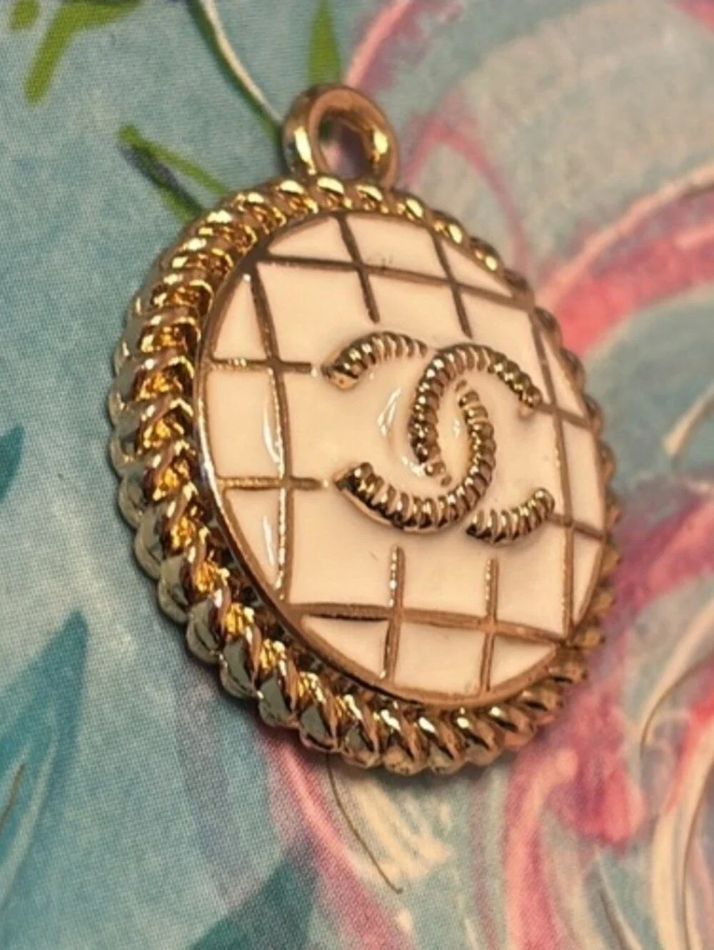 CHANEL Pale Pink and Gold CC Charm